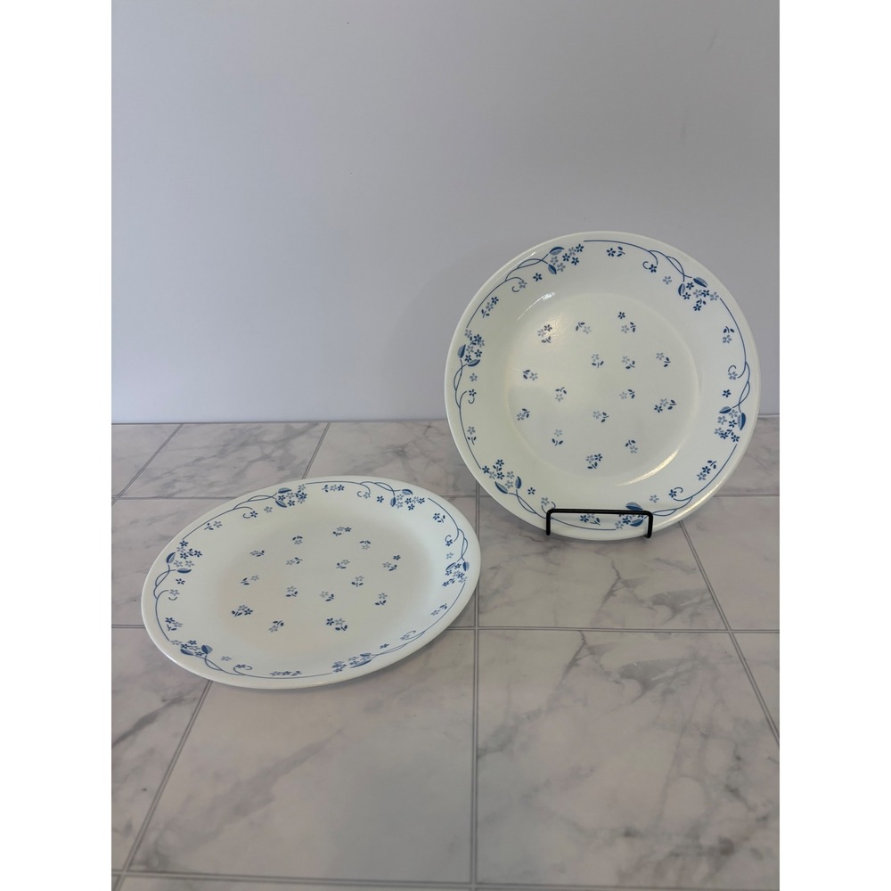 Corelle Morning Blue Appetizer Plates Set of 2 Corning Vitrelle Glass 6.75 in